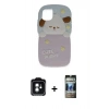 MARSİLYAN™- iPhone 11 Kılıf Akış Yansıma - Siyah 34D Hayalet Izgaralı Cam + PVD Metal Kamera Lens - YL