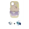 MARSİLYAN™- iPhone 11 Kılıf Akış Yansıma - Siyah 3D Antistatik Cam Ekran Koruyucu + Pers Alüminyum Kamera Lens - GI