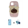 MARSİLYAN™- iPhone 11 Kılıf Akış Yansıma - Siyah 3D Antistatik Cam Ekran Koruyucu + Neon Fosforlu Kamera Lens - TU