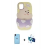 MARSİLYAN™- iPhone 11 Kılıf Akış Yansıma - Siyah 3D Antistatik Cam Ekran Koruyucu + Neon Fosforlu Kamera Lens - TU