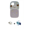 MARSİLYAN™- iPhone 11 Kılıf Akış Yansıma - Siyah 3D Antistatik Cam Ekran Koruyucu + Pers Alüminyum Kamera Lens - GD
