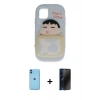 MARSİLYAN™- iPhone 11 Kılıf Akış Yansıma - Siyah 3D Antistatik Hayalet Cam Ekran Koruyucu + Neon Fosforlu Kamera Lens - MI