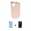 MARSİLYAN™- iPhone 11 Kılıf Akış Yansıma - Siyah 3D Antistatik Hayalet Cam Ekran Koruyucu + Neon Fosforlu Kamera Lens - MI
