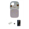 MARSİLYAN™- iPhone 11 Kılıf Akış Yansıma - Siyah 3D Antistatik Hayalet Cam Ekran Koruyucu + Renkli Kamera Lens Koruma Cam - SI