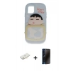 MARSİLYAN™- iPhone 11 Kılıf Akış Yansıma - Siyah 3D Antistatik Hayalet Cam Ekran Koruyucu + Renkli Kamera Lens Koruma Cam - SI
