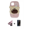 MARSİLYAN™- iPhone 11 Kılıf Akış Yansıma - Siyah 3D Antistatik Hayalet Cam Ekran Koruyucu + Raze Metal Kamera Lens - SH