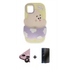 MARSİLYAN™- iPhone 11 Kılıf Akış Yansıma - Siyah 3D Antistatik Hayalet Cam Ekran Koruyucu + Raze Metal Kamera Lens - SH