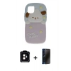 MARSİLYAN™- iPhone 11 Kılıf Akış Yansıma - Siyah 3D Antistatik Hayalet Cam Ekran Koruyucu + PVD Metal Kamera Lens - TU