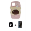 MARSİLYAN™- iPhone 11 Kılıf Akış Yansıma - Siyah 3D Antistatik Hayalet Cam Ekran Koruyucu + PVD Metal Kamera Lens - TU