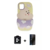 MARSİLYAN™- iPhone 11 Kılıf Akış Yansıma - Siyah 3D Antistatik Hayalet Cam Ekran Koruyucu + PVD Metal Kamera Lens - YL