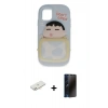 MARSİLYAN™- iPhone 11 Kılıf Akış Yansıma - Siyah 3D Antistatik Hayalet Cam Ekran Koruyucu + Renkli Kamera Lens Koruma Cam - YL