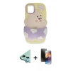 MARSİLYAN™- iPhone 11 Kılıf Akış Yansıma - Siyah 3D Antistatik Mat Seramik Nano Ekran Koruyucu + Mavi Raze Metal Kamera Lens