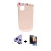 MARSİLYAN™- iPhone 11 Kılıf Akış Yansıma - Siyah 3D Antistatik Mat Seramik Nano Ekran Koruyucu + Mor Raze Metal Kamera Lens