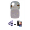 MARSİLYAN™- iPhone 11 Kılıf Akış Yansıma - Siyah 3D Antistatik Mat Seramik Nano Ekran Koruyucu + Mor Raze Metal Kamera Lens