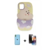 MARSİLYAN™- iPhone 11 Kılıf Akış Yansıma - Siyah 3D Antistatik Mat Seramik Nano Ekran Koruyucu + Neon Fosforlu Kamera Lens - YL
