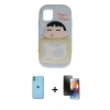 MARSİLYAN™- iPhone 11 Kılıf Akış Yansıma - Siyah 3D Antistatik Mat Seramik Nano Ekran Koruyucu + Neon Fosforlu Kamera Lens - YL