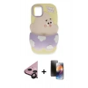 MARSİLYAN™- iPhone 11 Kılıf Akış Yansıma - Siyah 3D Antistatik Mat Seramik Nano Ekran Koruyucu + Siyah Raze Metal Kamera Lens