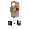 MARSİLYAN™- iPhone 11 Kılıf Akış Yansıma - Siyah 3D Antistatik Mat Seramik Nano Ekran Koruyucu + PVD Metal Kamera Lens - TU