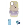 MARSİLYAN™- iPhone 11 Kılıf Akış Yansıma - Siyah 3D Antistatik Seramik Nano Ekran Koruyucu + Neon Fosforlu Kamera Lens - MI