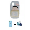 MARSİLYAN™- iPhone 11 Kılıf Akış Yansıma - Siyah 3D Antistatik Seramik Nano Ekran Koruyucu + Neon Fosforlu Kamera Lens - YL