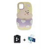 MARSİLYAN™- iPhone 11 Kılıf Akış Yansıma - Siyah 3D Antistatik Seramik Nano Ekran Koruyucu + Siyah PVD Metal Kamera Lens