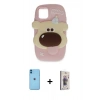 MARSİLYAN™- iPhone 11 Kılıf Akış Yansıma - Siyah Bilvis 3D Cam Ekran Koruyucu + Neon Fosforlu Kamera Lens - MI