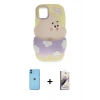 MARSİLYAN™- iPhone 11 Kılıf Akış Yansıma - Siyah Bilvis 3D Mat Cam Ekran Koruyucu + Neon Fosforlu Kamera Lens - MI
