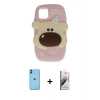 MARSİLYAN™- iPhone 11 Kılıf Akış Yansıma - Siyah Bilvis 3D Mat Cam Ekran Koruyucu + Neon Fosforlu Kamera Lens - MI