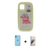 MARSİLYAN™- iPhone 11 Kılıf Akış Yansıma - Siyah Bilvis 3D Mat Cam Ekran Koruyucu + Neon Fosforlu Kamera Lens - MI