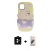 MARSİLYAN™- iPhone 11 Kılıf Akış Yansıma - Siyah Bilvis 3D Mat Cam Ekran Koruyucu + PVD Metal Kamera Lens - TU