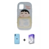 MARSİLYAN™- iPhone 11 Kılıf Akış Yansıma - Siyah Bilvis 5in1 3D Magic Cam Ekran Koruyucu + Mavi Neon Fosforlu Kamera Lens