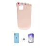 MARSİLYAN™- iPhone 11 Kılıf Akış Yansıma - Siyah Bilvis 5in1 3D Magic Cam Ekran Koruyucu + Mavi Neon Fosforlu Kamera Lens