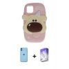 MARSİLYAN™- iPhone 11 Kılıf Akış Yansıma - Siyah Bilvis 5in1 3D Magic Cam Ekran Koruyucu + Mavi Neon Fosforlu Kamera Lens