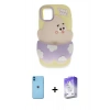 MARSİLYAN™- iPhone 11 Kılıf Akış Yansıma - Siyah Bilvis 5in1 3D Magic Cam Ekran Koruyucu + Mavi Neon Fosforlu Kamera Lens