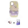 MARSİLYAN™- iPhone 11 Kılıf Akış Yansıma - Siyah Bilvis 5in1 5D Magic Hayalet Cam Ekran Koruyucu + Kırmızı Pers Alüminyum Kamera Lens