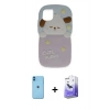 MARSİLYAN™- iPhone 11 Kılıf Akış Yansıma - Siyah Bilvis 5in1 5D Magic Hayalet Cam Ekran Koruyucu + Mavi Neon Fosforlu Kamera Lens