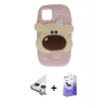 MARSİLYAN™- iPhone 11 Kılıf Akış Yansıma - Siyah Bilvis 5in1 5D Magic Hayalet Cam Ekran Koruyucu + Raze Metal Kamera Lens - GS