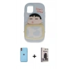 MARSİLYAN™- iPhone 11 Kılıf Akış Yansıma - Siyah Bilvis Hayalet Cam Ekran Koruyucu + Neon Fosforlu Kamera Lens - TU