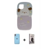 MARSİLYAN™- iPhone 11 Kılıf Akış Yansıma - Siyah Bilvis Hayalet Cam Ekran Koruyucu + Neon Fosforlu Kamera Lens - TU