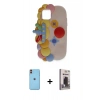 MARSİLYAN™- iPhone 11 Kılıf Akış Yansıma - Siyah Bilvis Hayalet Cam Ekran Koruyucu + Neon Fosforlu Kamera Lens - TU