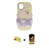 MARSİLYAN™- iPhone 11 Kılıf Akış Yansıma - Siyah Buffer Cam Ekran Koruyucu + Rainbow Kamera Lens Koruma Cam - KI