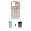 MARSİLYAN™- iPhone 11 Kılıf Akış Yansıma - Siyah Buffer Cam Ekran Koruyucu + Turuncu Neon Fosforlu Kamera Lens