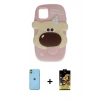 MARSİLYAN™- iPhone 11 Kılıf Akış Yansıma - Siyah Buffer Cam Ekran Koruyucu + Neon Fosforlu Kamera Lens - YL