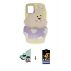 MARSİLYAN™- iPhone 11 Kılıf Akış Yansıma - Siyah Buffer Hayalet Cam Ekran Koruyucu + Raze Metal Kamera Lens - KI