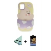 MARSİLYAN™- iPhone 11 Kılıf Akış Yansıma - Siyah Buffer Hayalet Cam Ekran Koruyucu + Raze Metal Kamera Lens - MI