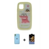MARSİLYAN™- iPhone 11 Kılıf Akış Yansıma - Siyah Buffer Hayalet Cam Ekran Koruyucu + Neon Fosforlu Kamera Lens - YL