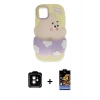 MARSİLYAN™- iPhone 11 Kılıf Akış Yansıma - Siyah Buffer Hayalet Cam Ekran Koruyucu + PVD Metal Kamera Lens - TU