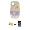 MARSİLYAN™- iPhone 11 Kılıf Akış Yansıma - Siyah Buffer Hayalet Cam Ekran Koruyucu + Rainbow Kamera Lens Koruma Cam - KI
