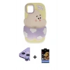 MARSİLYAN™- iPhone 11 Kılıf Akış Yansıma - Siyah Buffer Hayalet Cam Ekran Koruyucu + Raze Metal Kamera Lens - MR