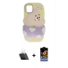 MARSİLYAN™- iPhone 11 Kılıf Akış Yansıma - Siyah Buffer Hayalet Cam Ekran Koruyucu + Kamera Lens Koruma Cam - SF